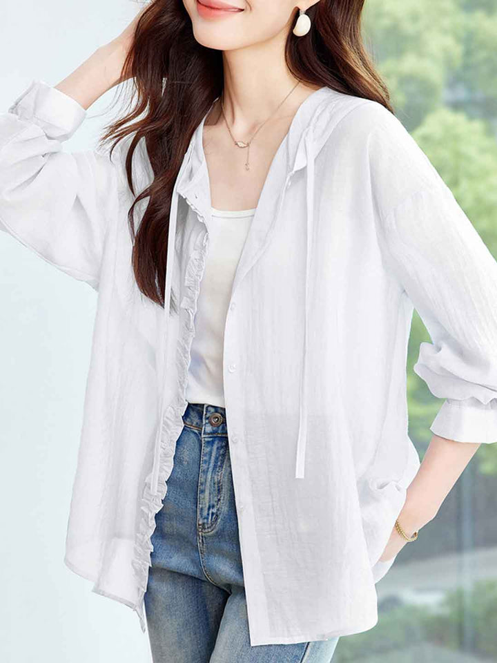 Isabella Casual Solid Color Hooded Shirt