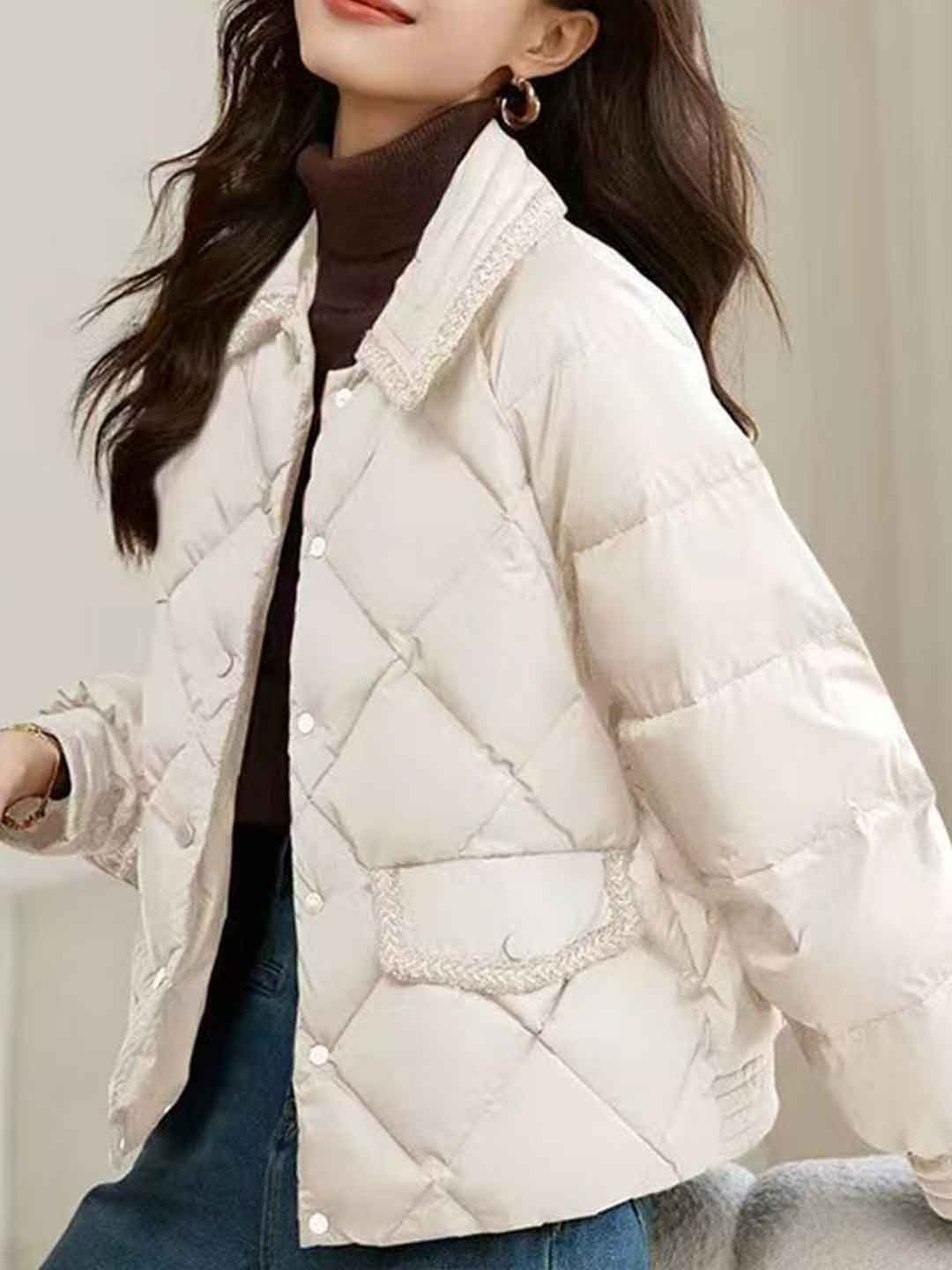 Ella Classic Lapel Diamond Tweed Winter Coat