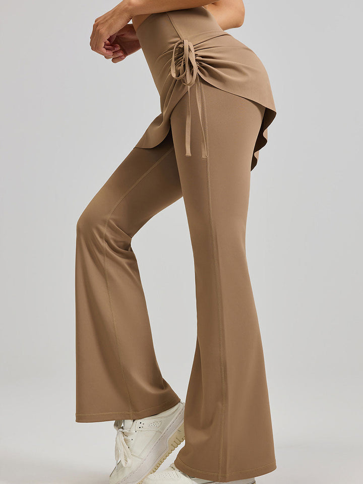 High-Waisted Mock Two-Piece Yoga Flared Pants&Skirt