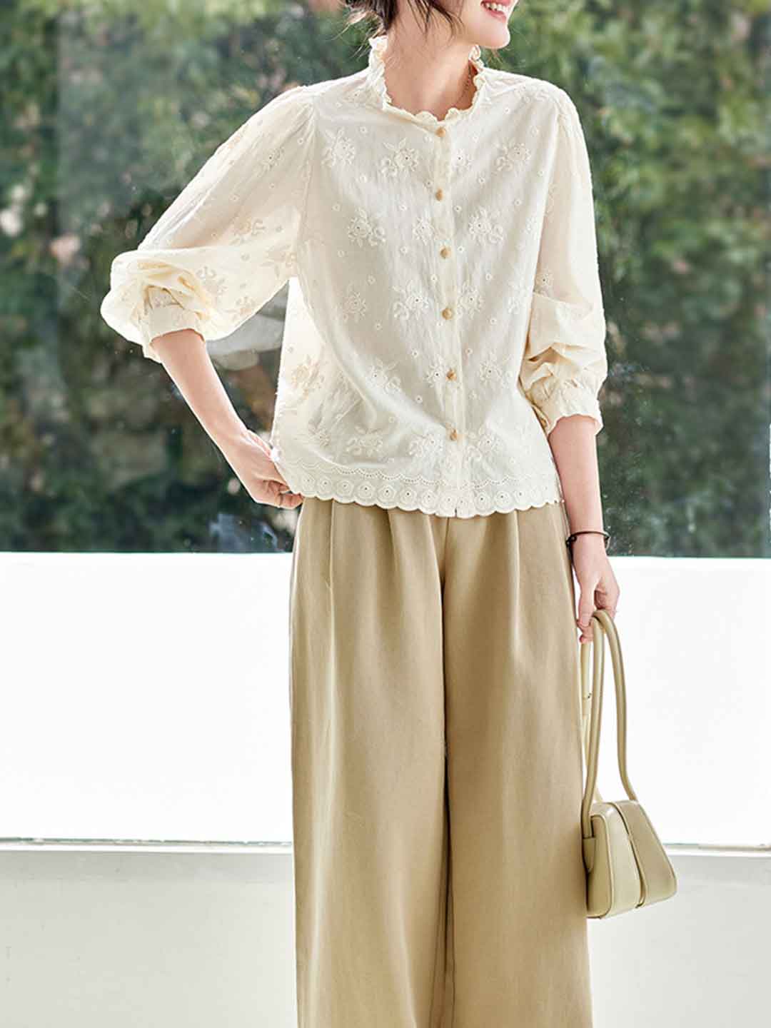 Natalie Vintage Auricular Embroidered Shirt