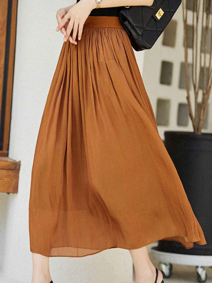 Sarah Daily Solid Color Textured Pleated Skirt