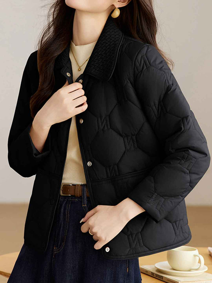 Ella Classic Lapel Solid Color Cotton Coat