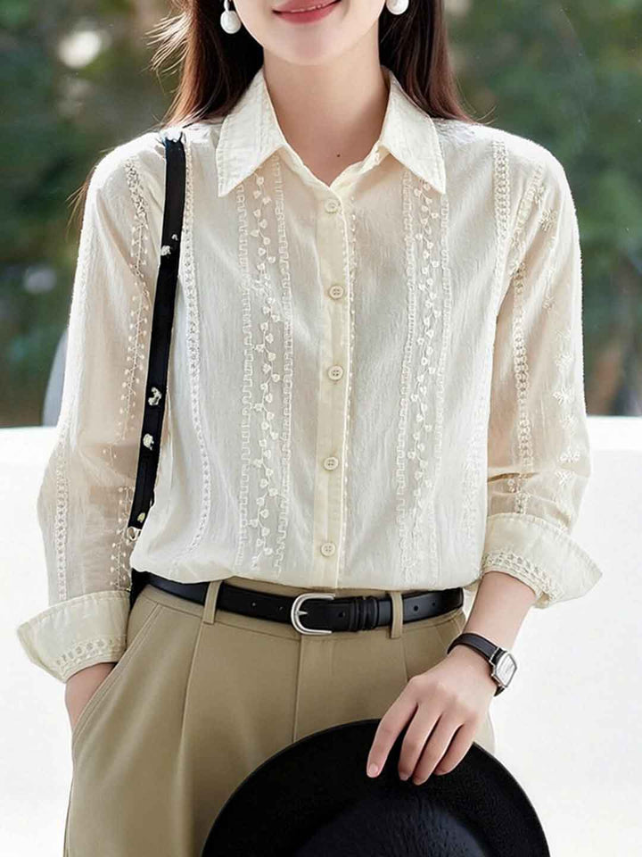Elizabeth Loose Lapel Embroidered Shirt