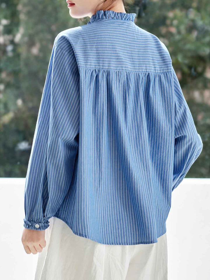 Chloe Daily Auricular Collar Striped Top