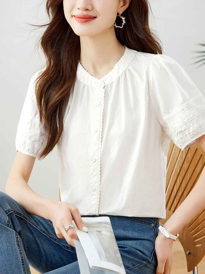 Camila Chic Crew Neck Puff Sleeve Shirt