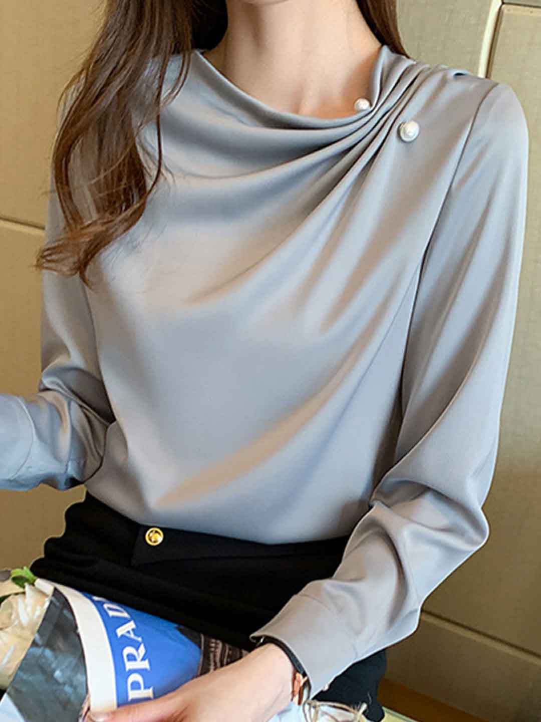 Emma Slim Solid Color Chiffon Shirt
