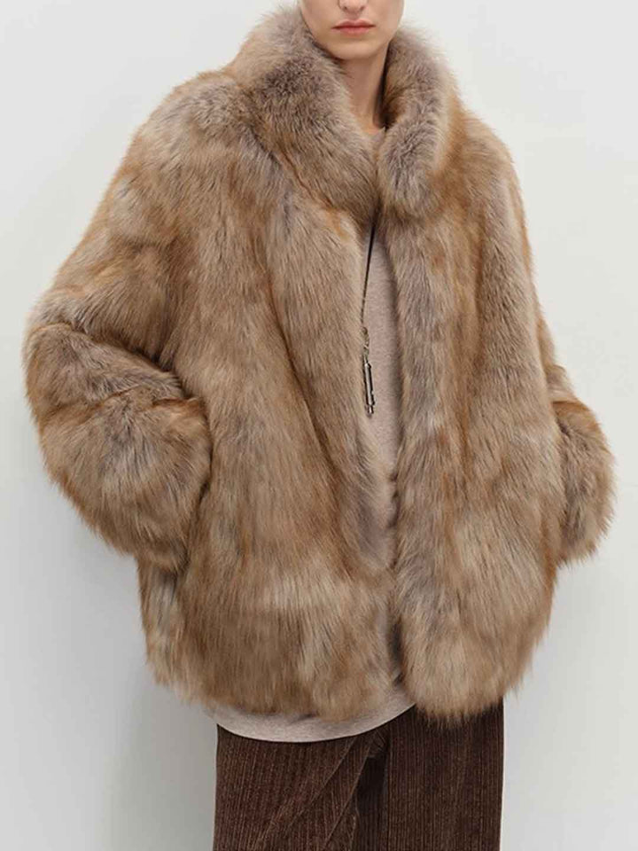 Kayla Classic Stand Collar Eco-Friendly Gradient Fur Outerwear