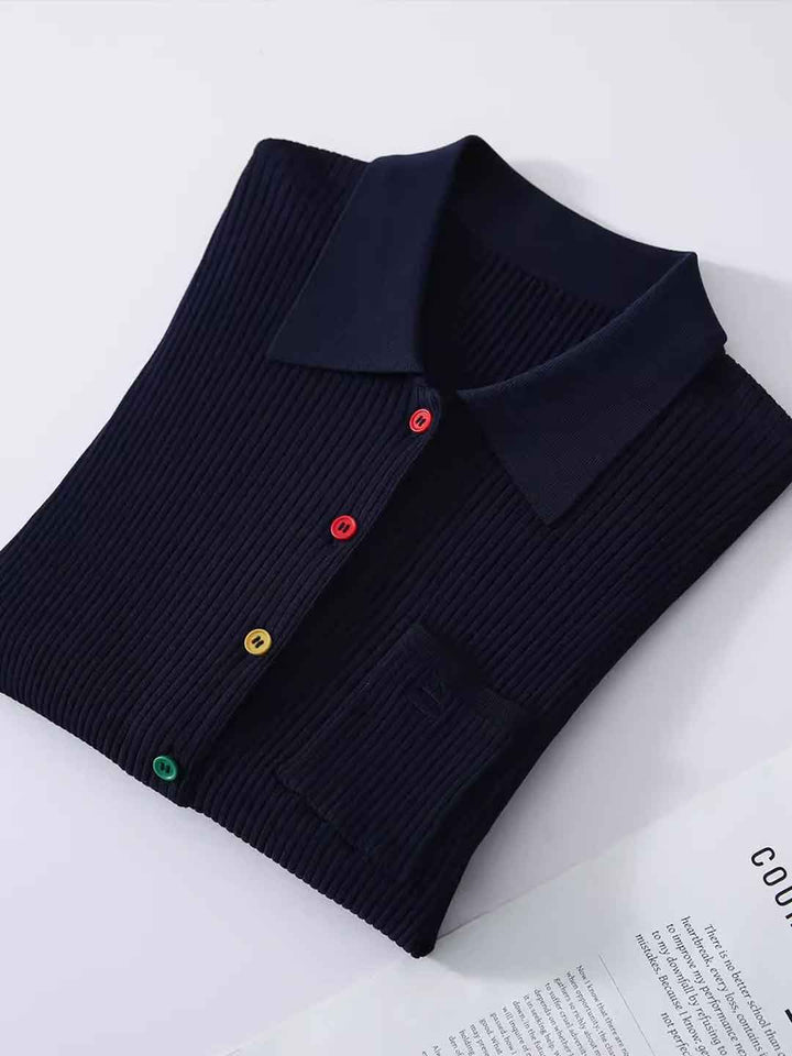 Molly Classic Lapel Multicolor Button Knitted Cardigan
