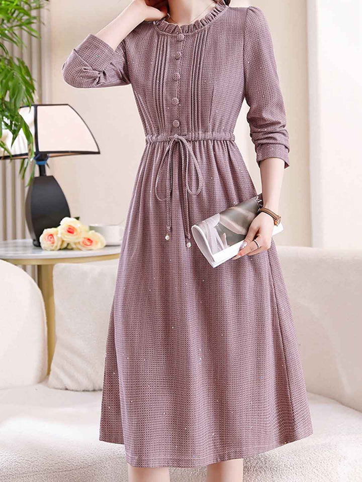 Natalie Slim Crew Neck Waist A-Line Dress