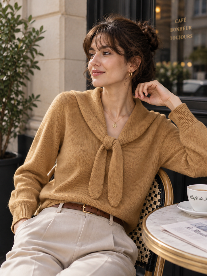 Kelly Knit V-Neck Vintage Sweater-Blue