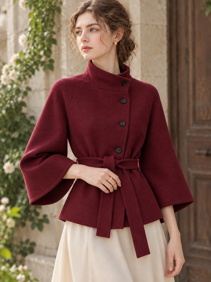 Bell-shaped Three-quarter Sleeves Cropped Jacket