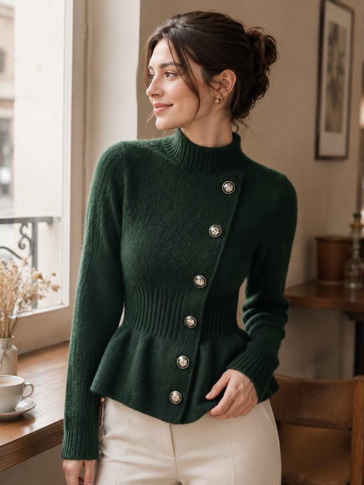 Valeria Slim Turtleneck Solid Color Pullover Knitted Top