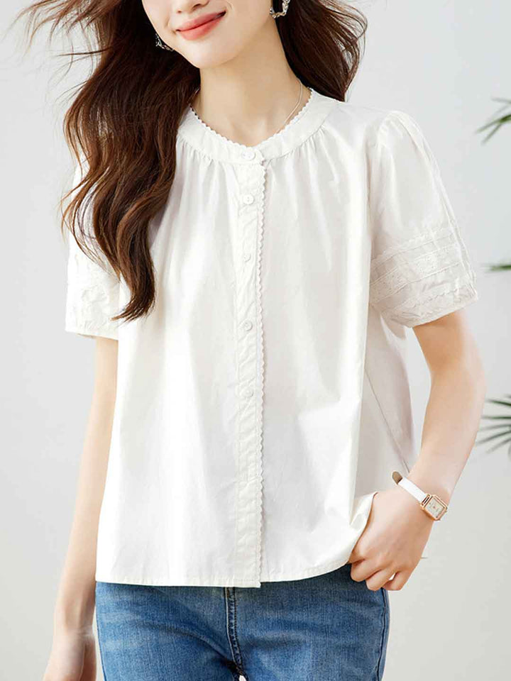 Camila Chic Crew Neck Puff Sleeve Shirt