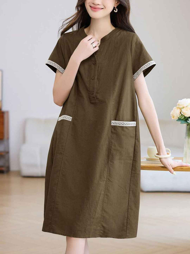 Grace Loose V-Neck Patchwork Dress