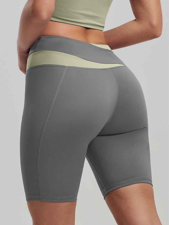 Casual Color-Blocked Yoga Shorts