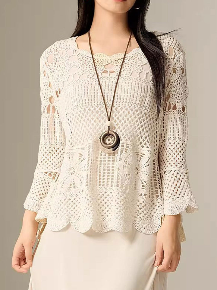 Evelyn Loose V-Neck Hollowed Top