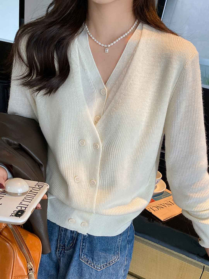 Trinity Casual V-Neck Mock Two-Piece Knitted Top