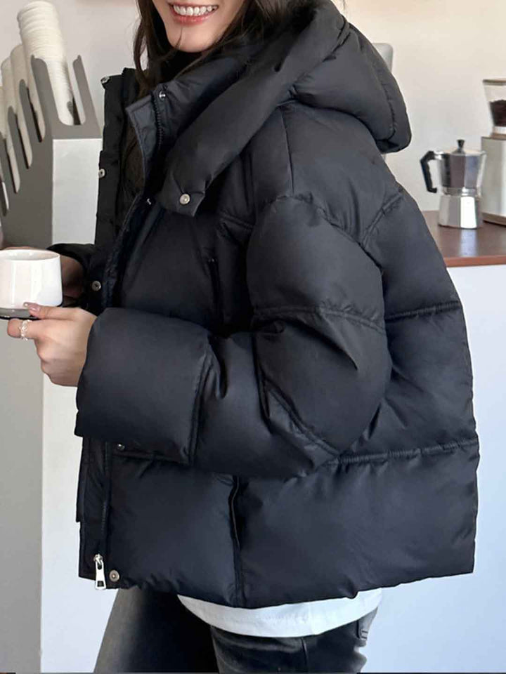 Addison Loose Solid Color Winter Hooded Coat