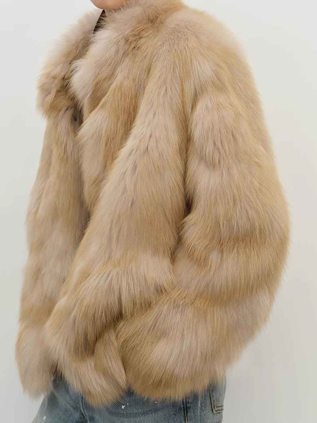 Kayla Classic Stand Collar Eco-Friendly Gradient Fur Outerwear
