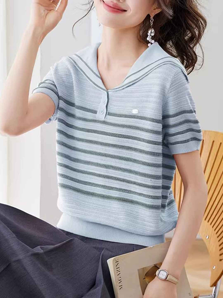 Zoey Daily Crew Neck Striped Knitted Top