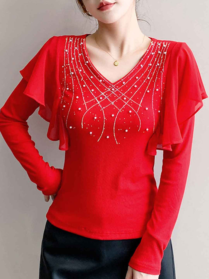 Savannah Slim V-Neck Rhinestone Top