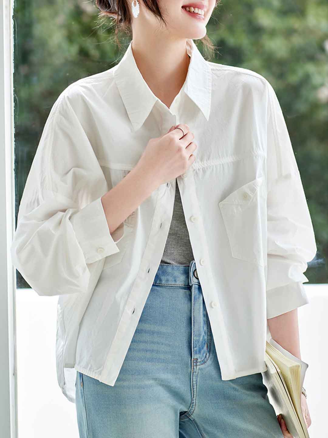 Hannah Loose Lapel Solid Color Shirt