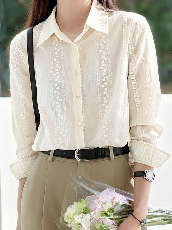 Elizabeth Loose Lapel Embroidered Shirt