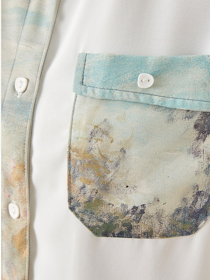 Jasmine Loose Printed Patchwork Chiffon Top
