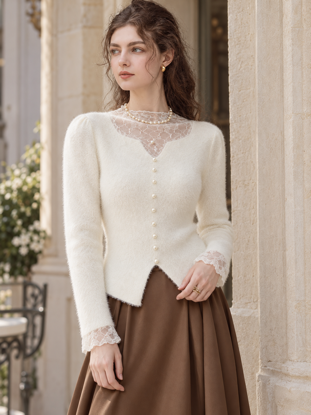 Form-fitting Lace Knit Top