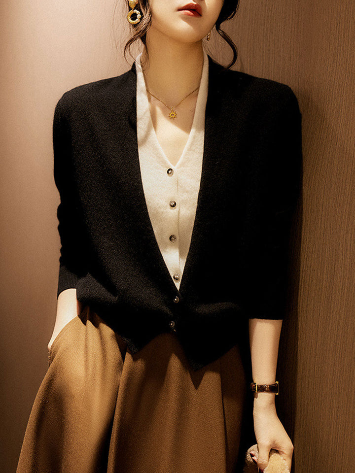Ruby Classic V-neck Knitted Cardigan Skirt Set