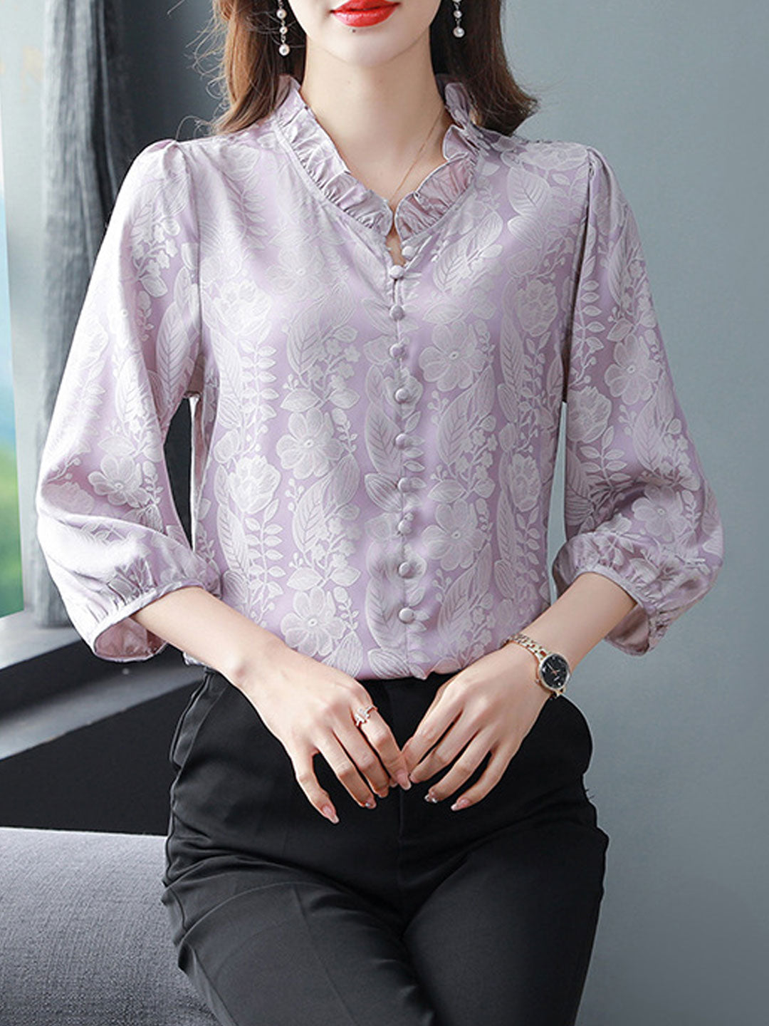 Riley Retro Auricular Collar Crocheted Top