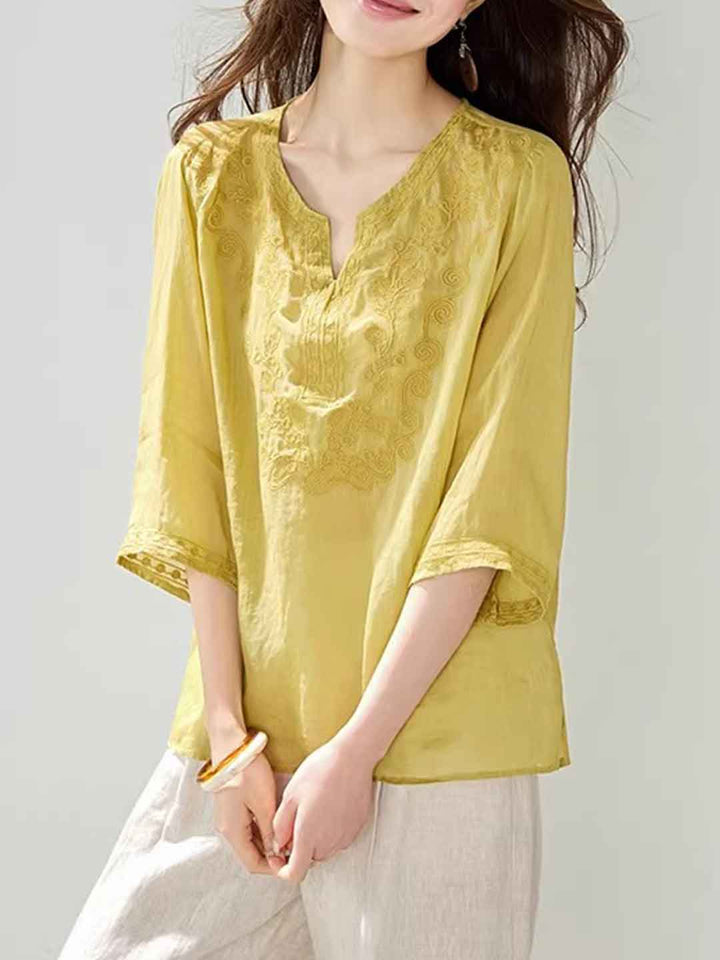 Paige Loose Crew Neck Embroidered Top