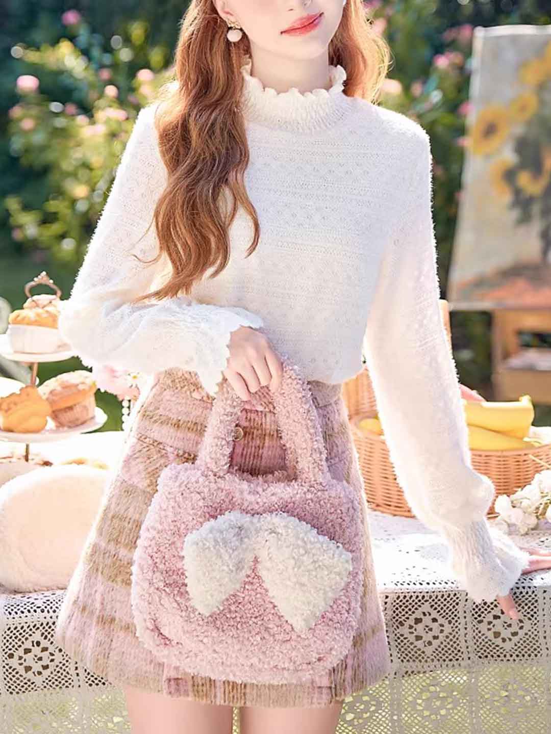 Ella Classic Crocheted Brushed Lace Trim Top