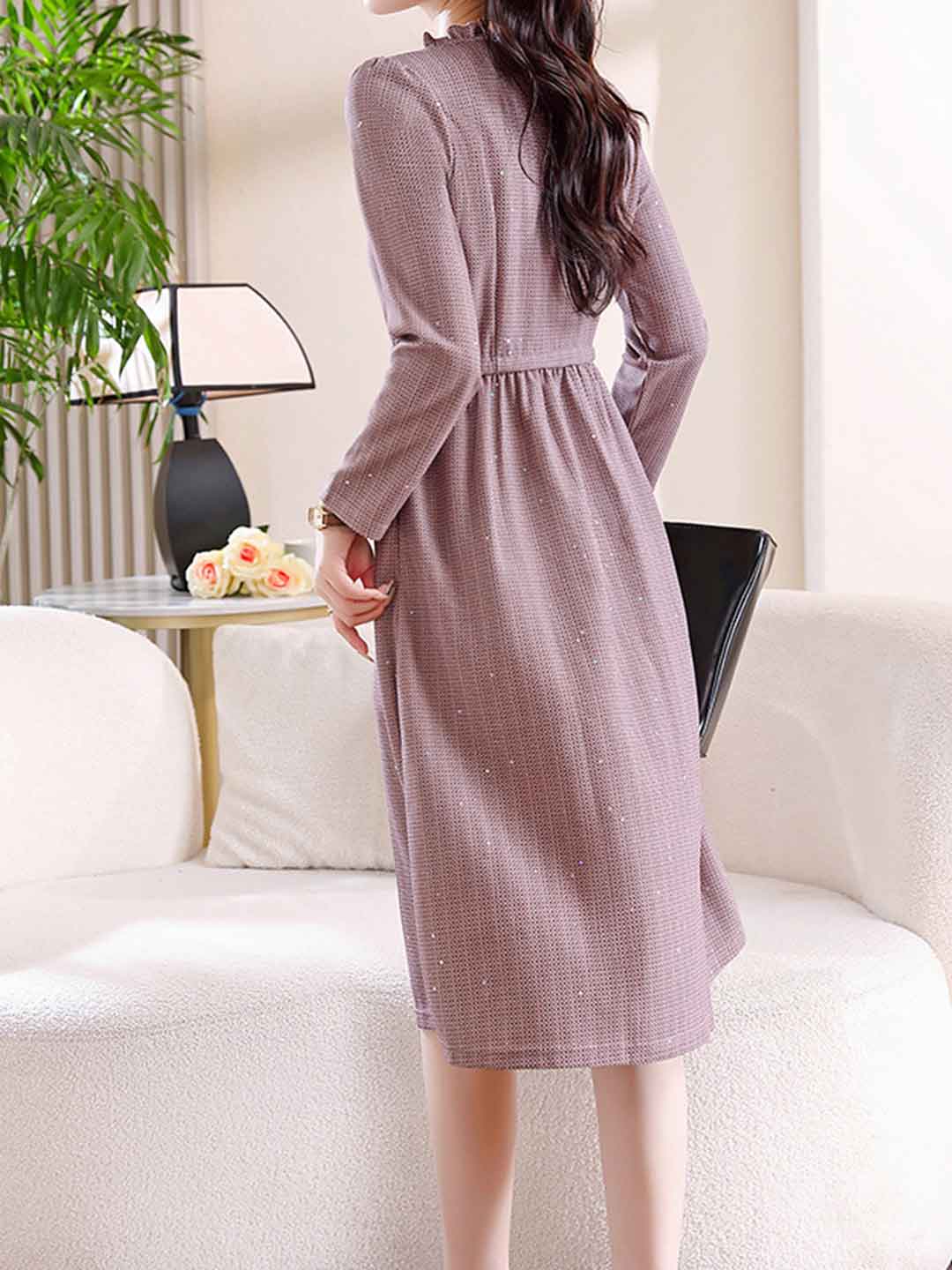 Natalie Slim Crew Neck Waist A-Line Dress