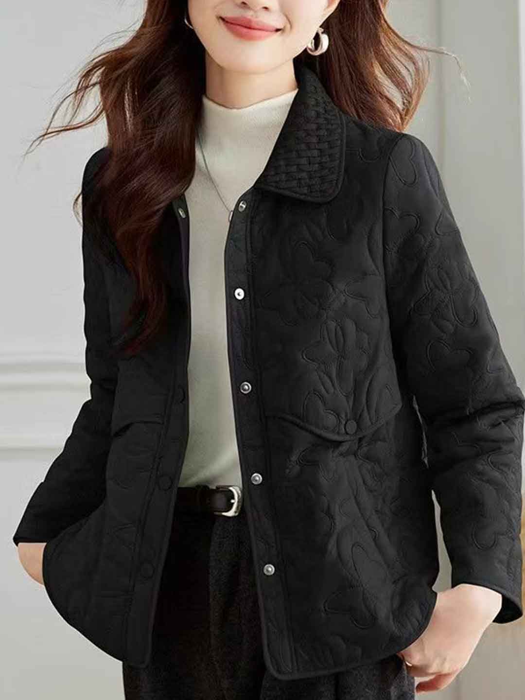 Natalie Retro Lapel Diamond Embroidered Winter Coat