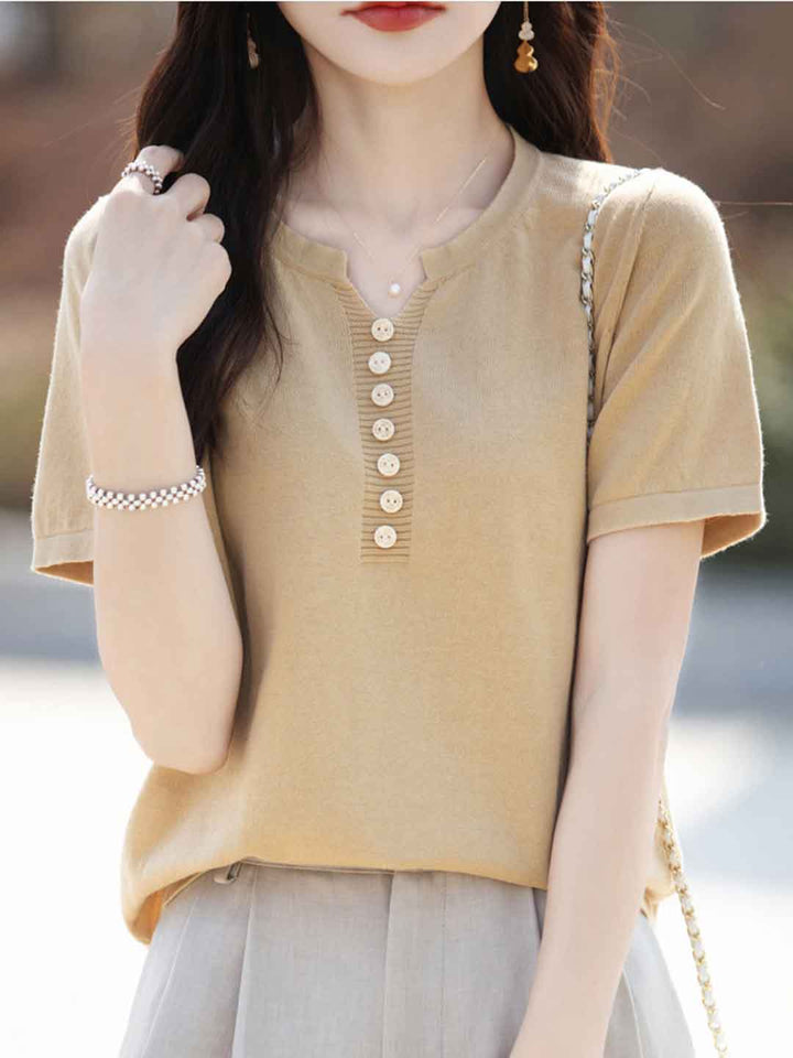 Julia Crew Neck Solid Color Knitted Top