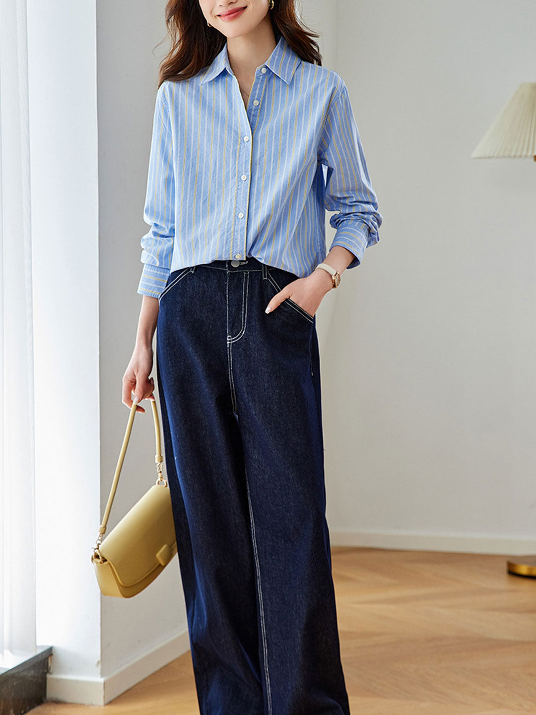 Rachel Classic Loose Contrasted Striped Shirt