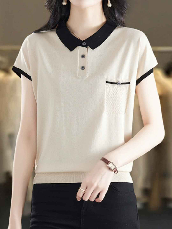 Caroline Loose Doll Collar Knitted Top