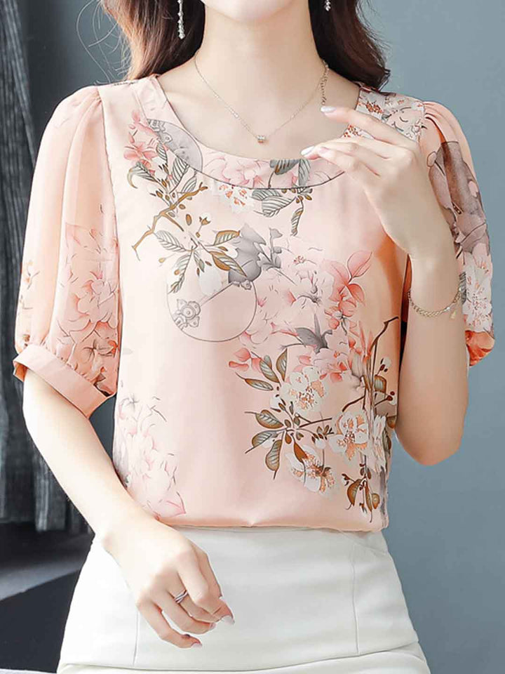 Taylor Loose Crew Neck Floral Printed Top