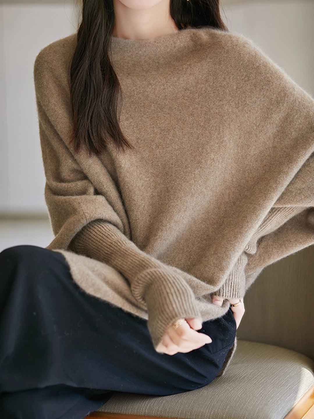 Lily Loose Irregular Knitted Cape Top