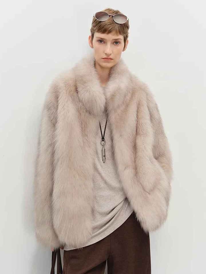 Kayla Classic Stand Collar Eco-Friendly Gradient Fur Outerwear