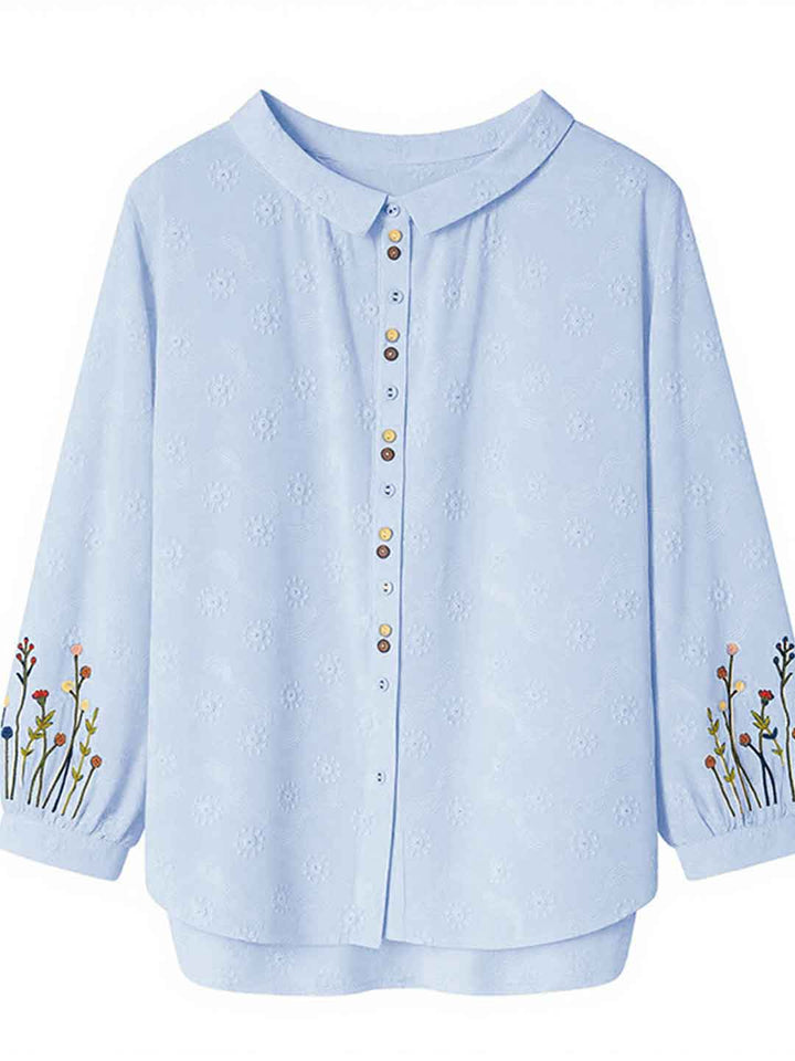Grace Elegant Lapel Embroidered Shirt