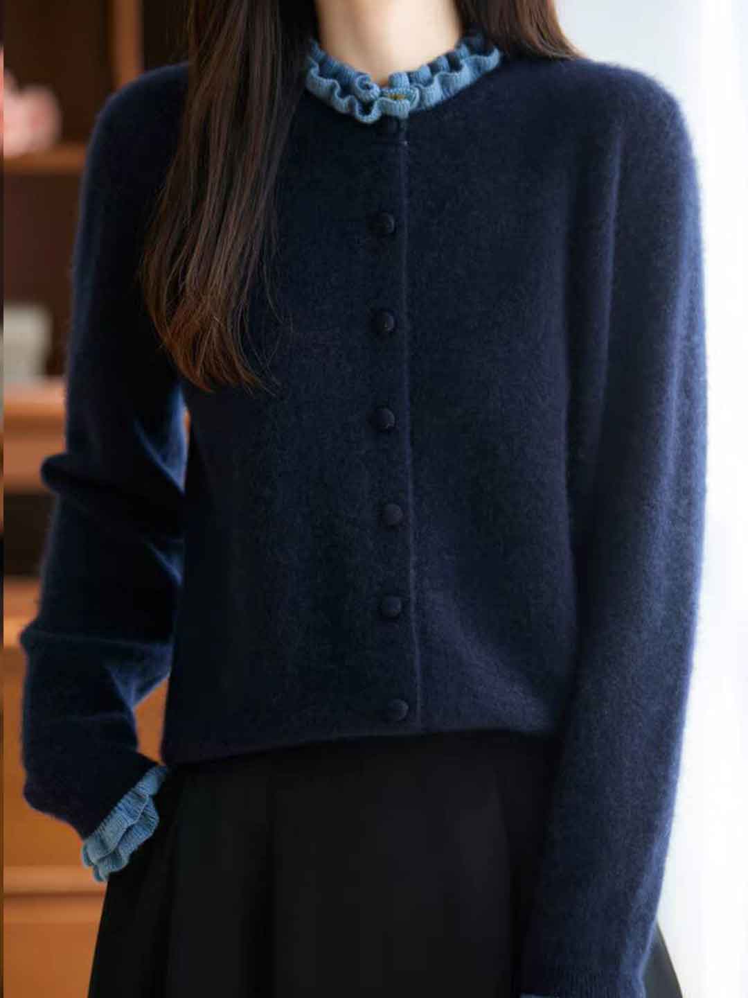 Sofia Classic Auricular Mock Two-Piece Knitted Cardigan