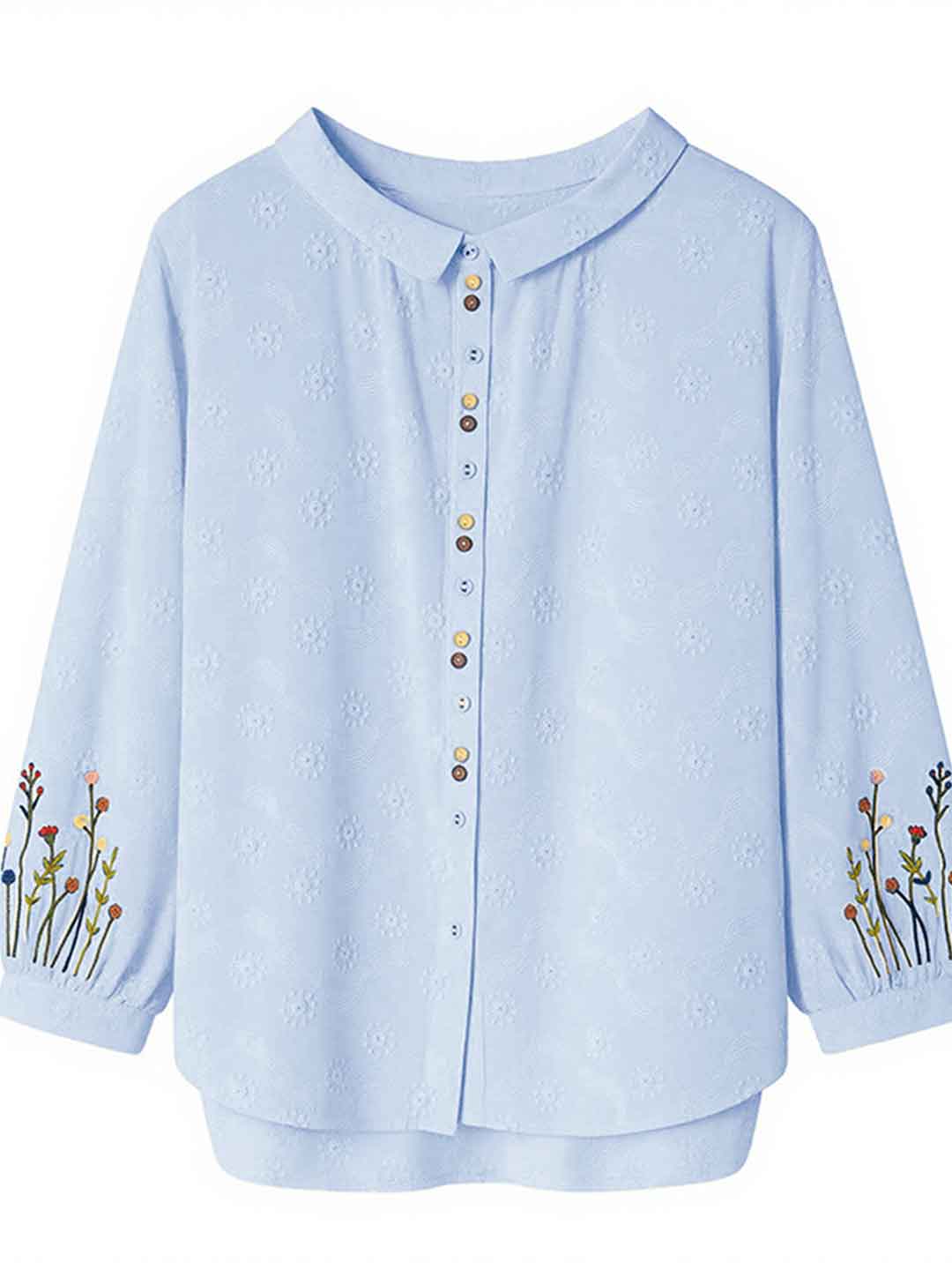 Grace Elegant Lapel Embroidered Shirt