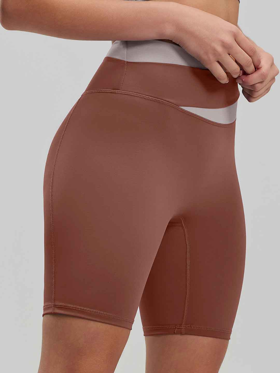 Casual Color-Blocked Yoga Shorts