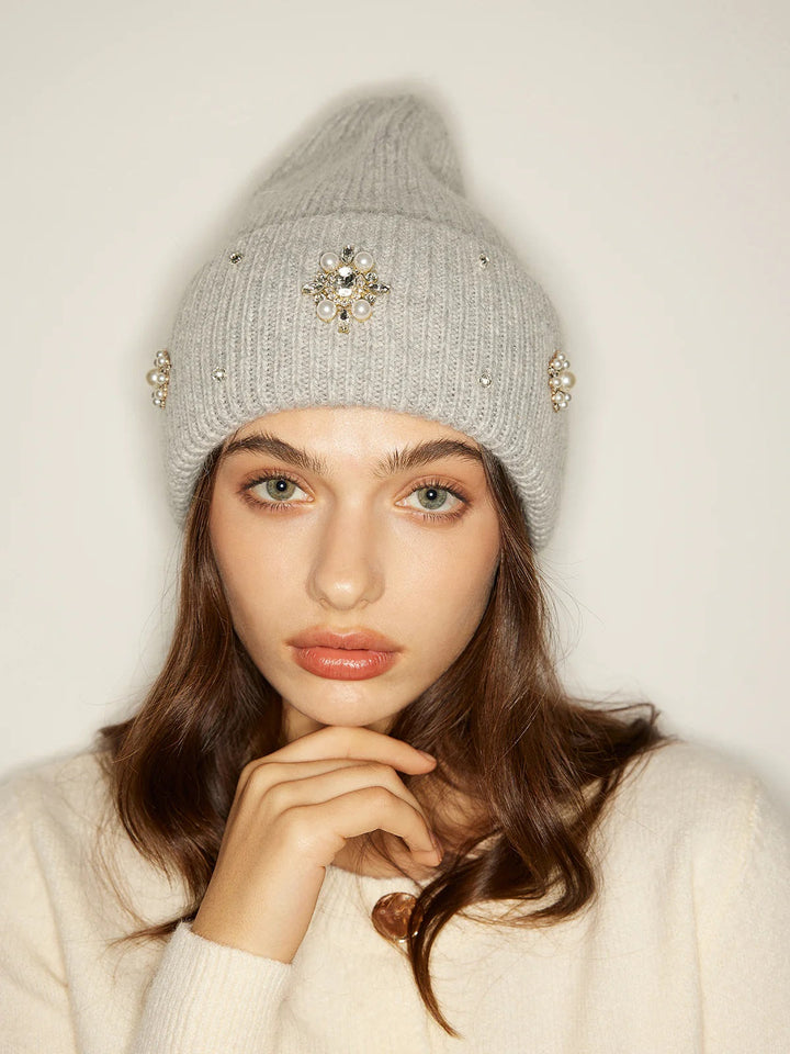 Rhinestone Fur Beanie
