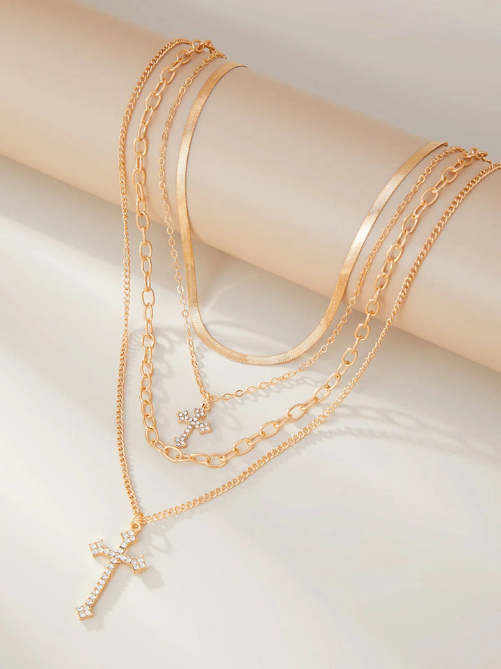 Cross Pendant Layered Necklace