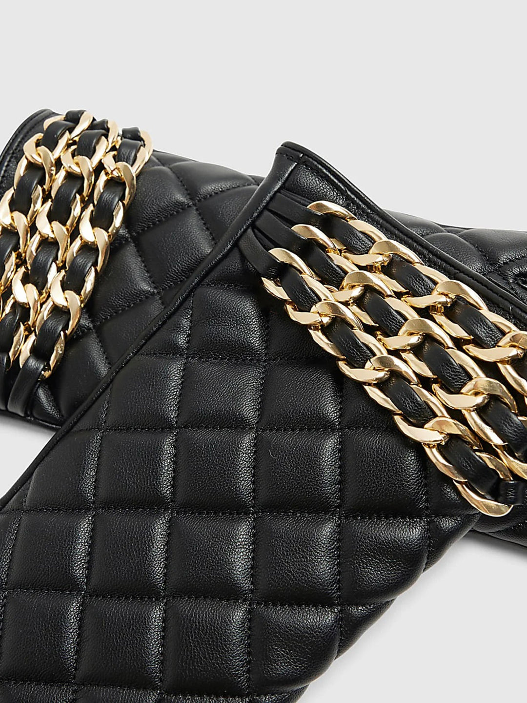 Metal Chain PU Leather Gloves