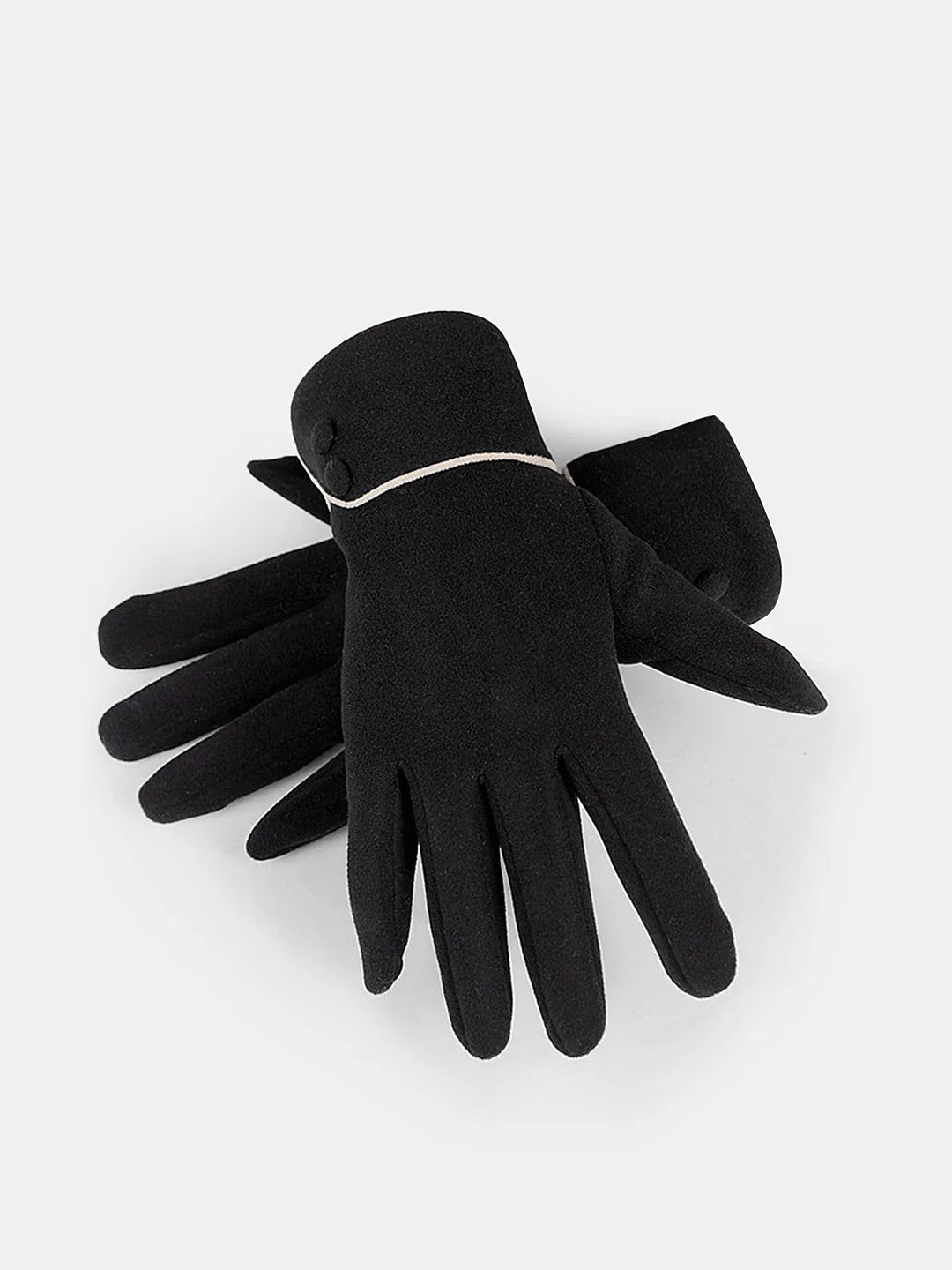 Contrast Button Gloves