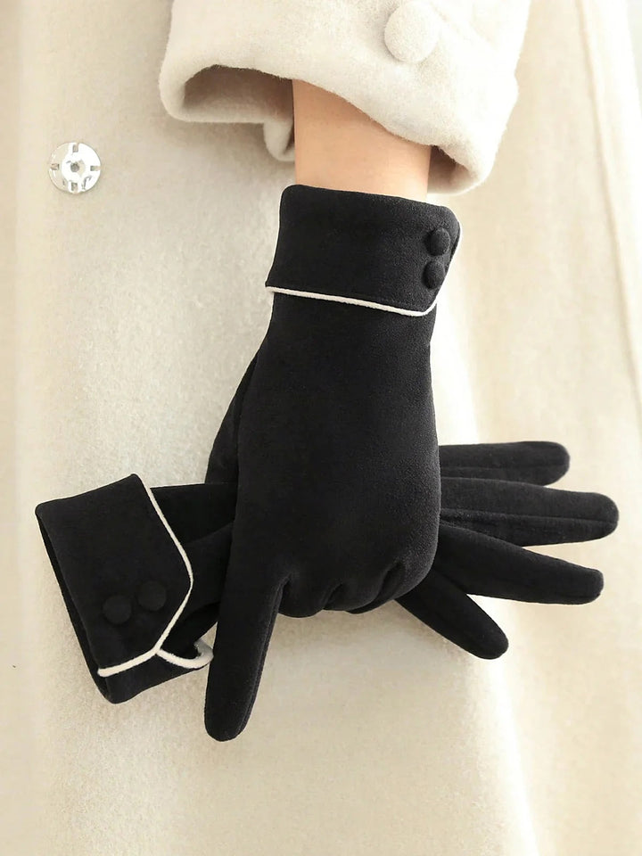 Contrast Button Gloves
